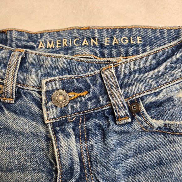 American Eagle Outfitters Blue Distressed Jean Shorts - Picture 4 of 11
